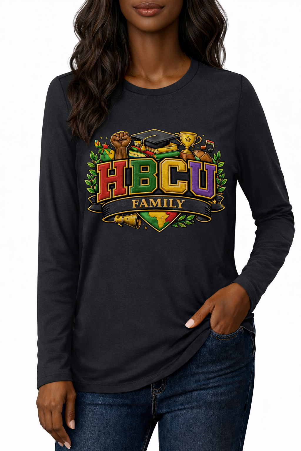 HBCU Heritage black T-shirt / long sleeve / model 032