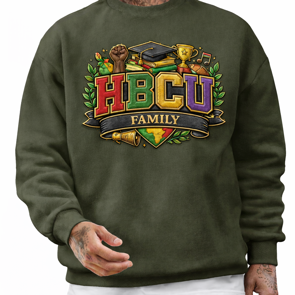 HBCU Heritage army green / crew neck / long sleeve / model 025