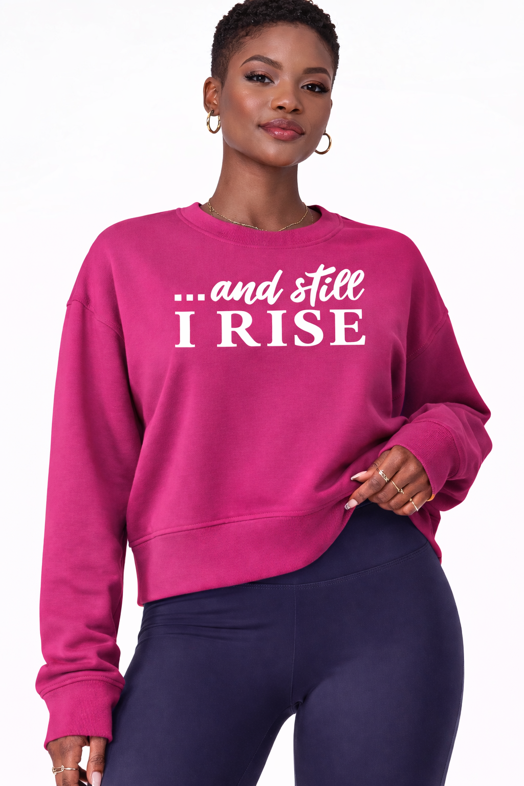 I Rise  hot pink / long sleeve crop / model 071