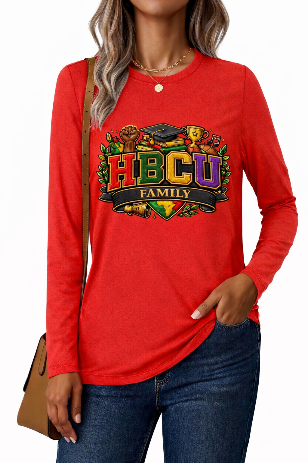 HBCU Heritage red T-shirt / long sleeve / model 034